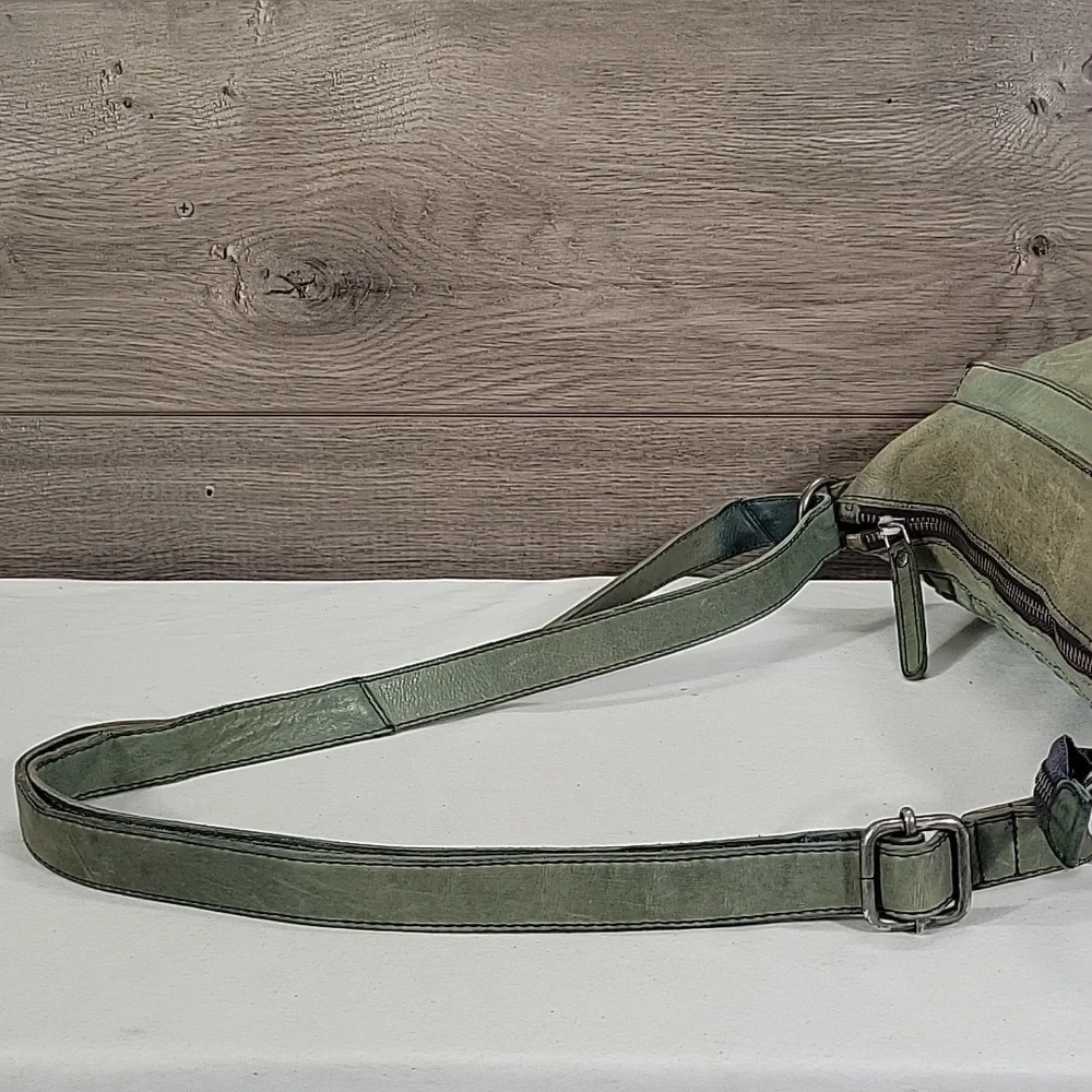 Vilenca Holland for Anthropologie Woven Leather Shoulder Bag in Sage Green